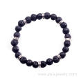 2016 Unique Design Men's 8mm Lava Stone Zinc Alloy Bead Bracelet